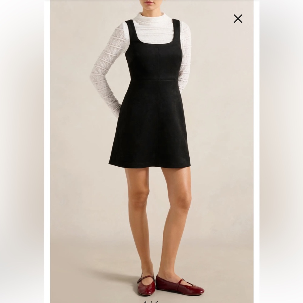Ever New Gracie Funnel Neck Top & Faux Suede Minidress Set Black White Mod 2